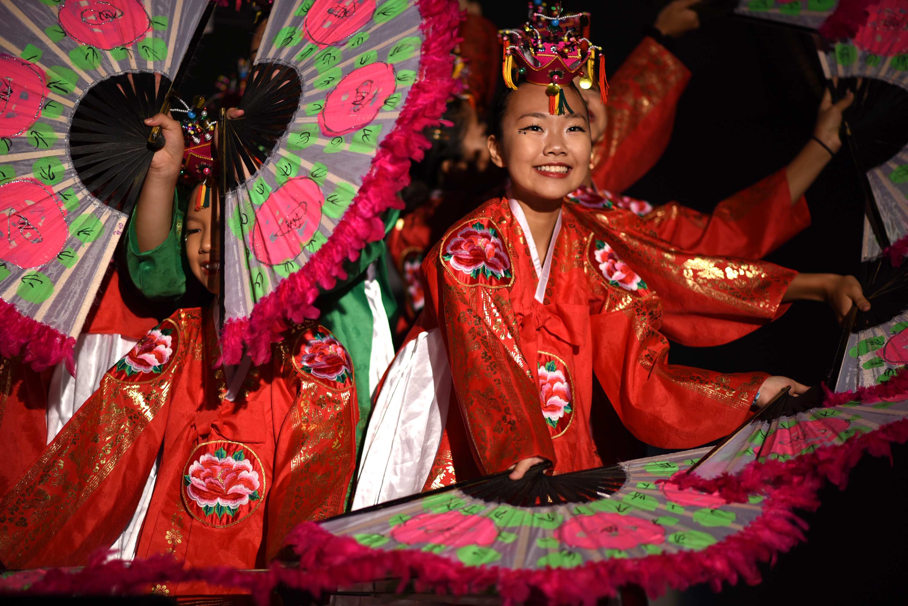 Fan dancers at Folklorama's Korean Pavilion