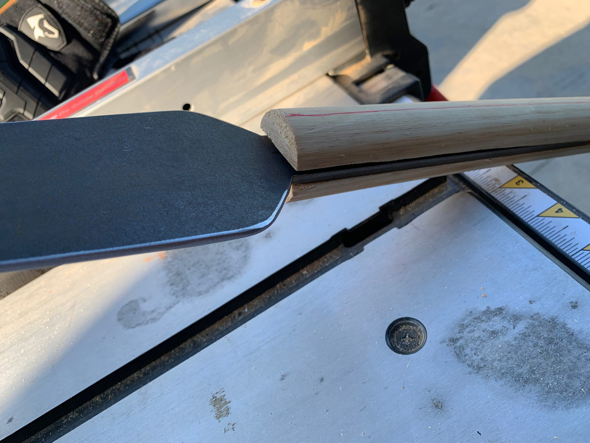 spearhead test fit into the wood handle