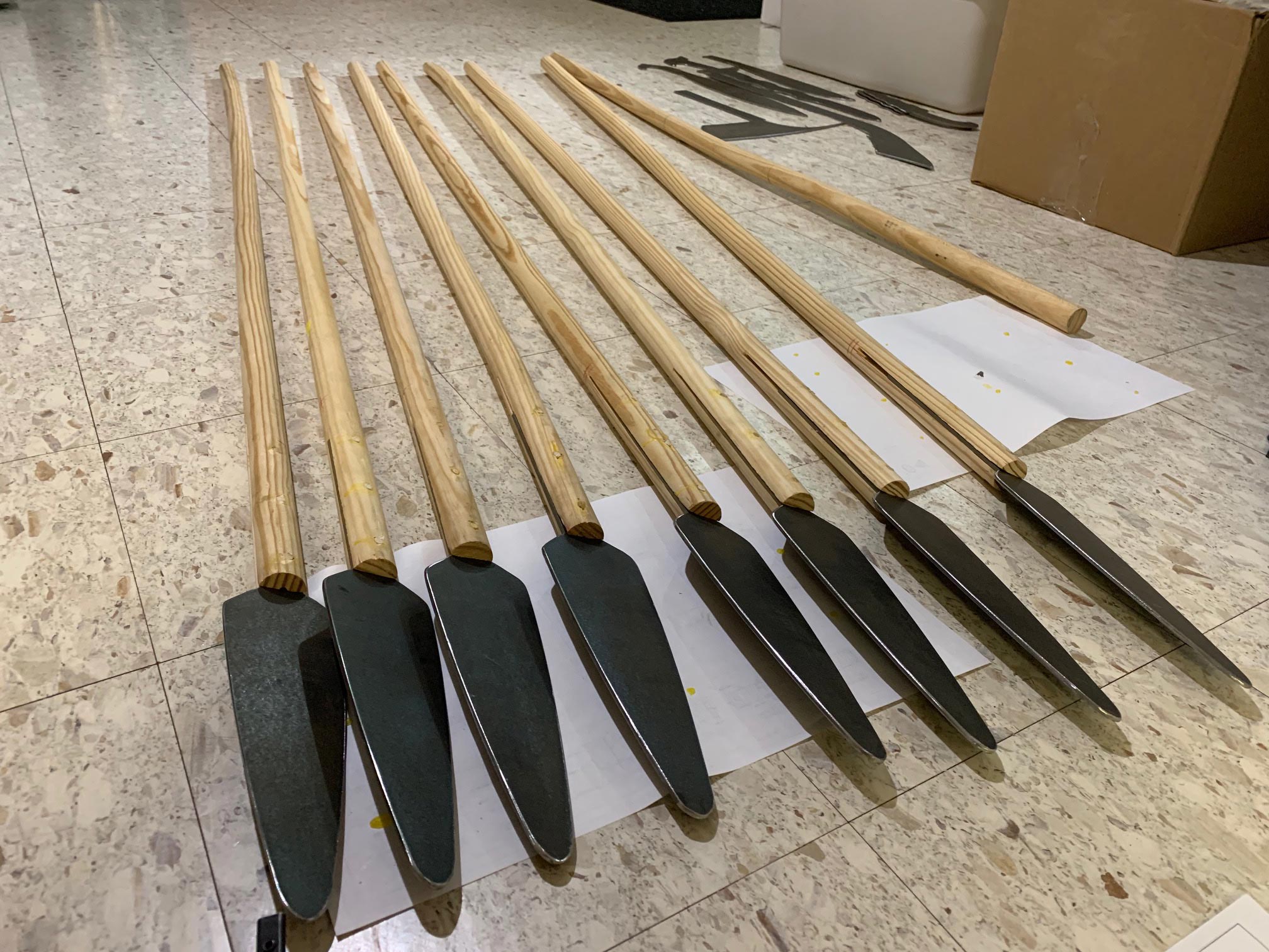 Wood spears near complete