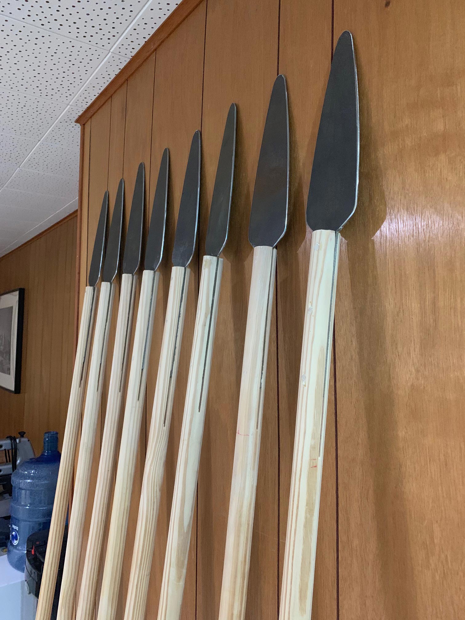 Wood spears near complete