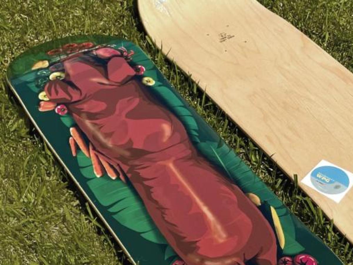 Lechon Skateboard on the grass