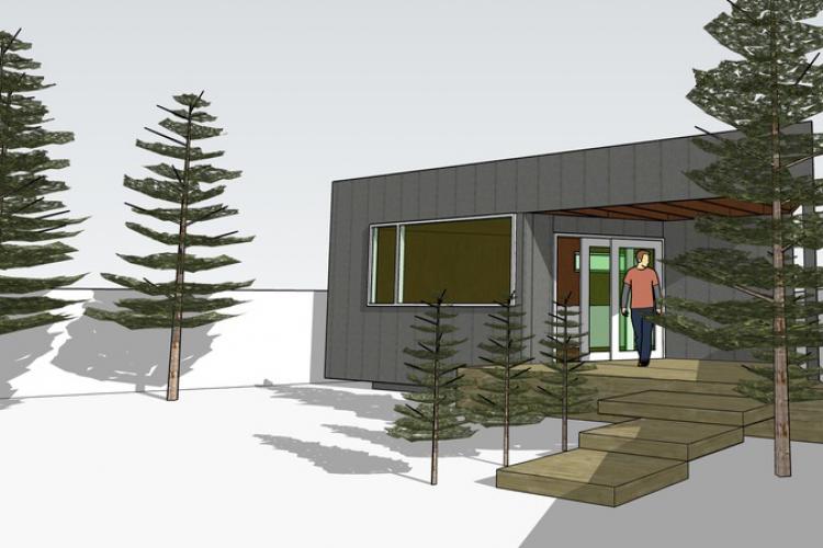 Perspective rendering of front entry